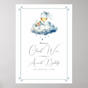 Wolk Wijn Bruidsmeisjes Bruiloftsfeest Verwelkomin Poster