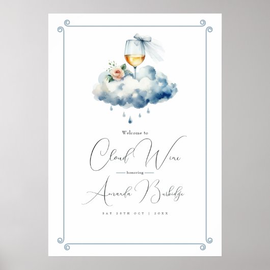 Wolk Wijn Bruidsmeisjes Bruiloftsfeest Verwelkomin Poster (Voorkant)