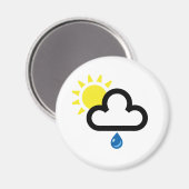 Wolk zon regen symbool magneet (Voorkant / Achterkant)