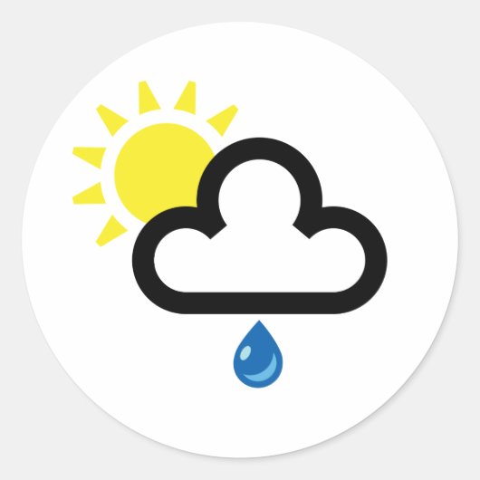 Wolk zon regen symbool ronde sticker (Voorkant)