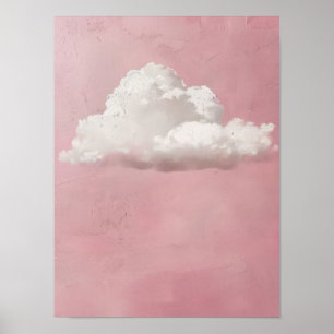 Wolkdruk Moody Wolk Schilderij Roze Muurkunst Spel Poster