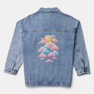 Wolken 10 pastels, regenboogkleuren, gloeiende wol denim jacket
