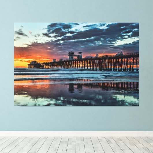 Wolken aan de Oceanside Pier Canvas Afdruk (Insitu (Houten vloer))