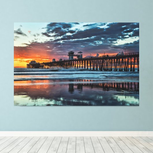 Wolken aan de Oceanside Pier Canvas Afdruk (Insitu (Houten vloer))