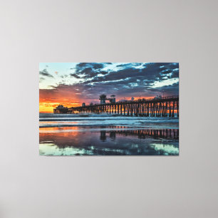 Wolken aan de Oceanside Pier Canvas Afdruk