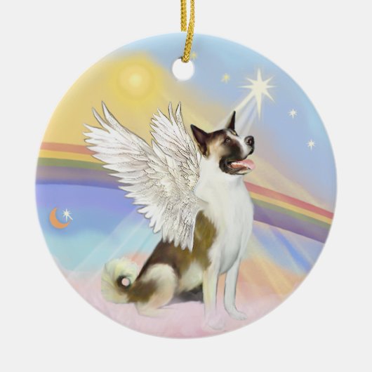 Wolken - Akita Angel Keramisch Ornament (Voorkant)