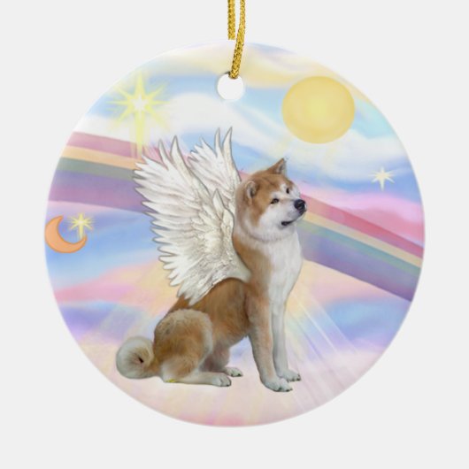 Wolken - Akita Inu Angel Keramisch Ornament (Voorkant)