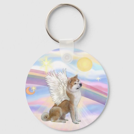 Wolken - AKita Inu Engel Sleutelhanger (Voorkant)