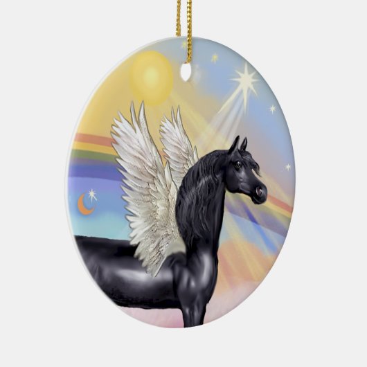 Wolken - Arabian Horse (zwart) Engel Keramisch Ornament (Rechts)