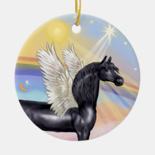 Wolken - Arabian Horse (zwart) Engel Keramisch Ornament