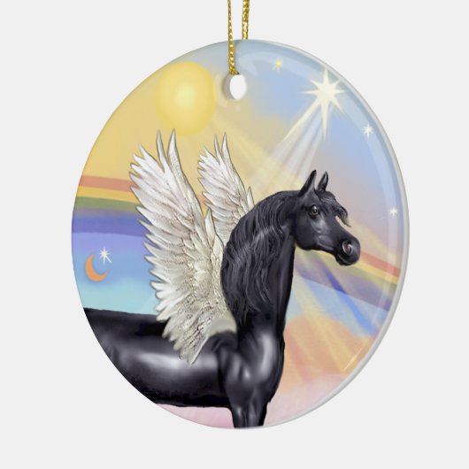 Wolken - Arabian Horse (zwart) Engel Keramisch Ornament (Links)