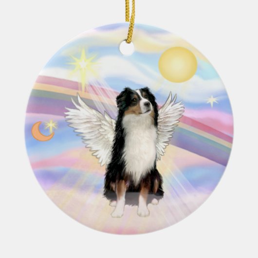 Wolken - Australian Shepherd Angel (tri) Keramisch Ornament (Voorkant)