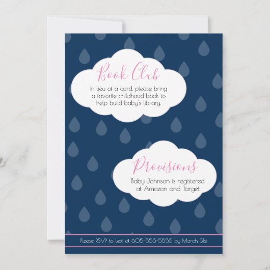 Wolken | Baby "Shower"-uitnodiging Kaart (Achterkant)