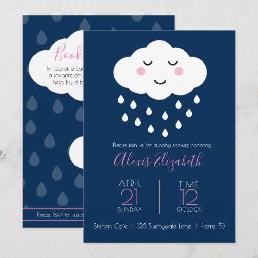Wolken | Baby "Shower"-uitnodiging Kaart (Voorkant / Achterkant)