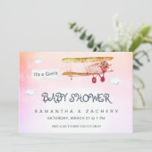 *~*  wolken banner babymeisje kaart (Staand voorkant)