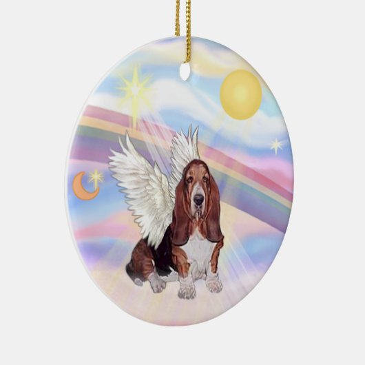 Wolken - Basset Hound Keramisch Ornament (Rechts)