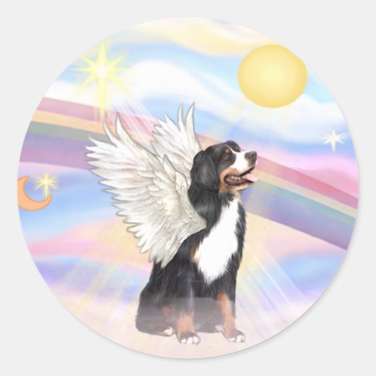 Wolken - Berner Sennenhond Engel Ronde Sticker (Voorkant)