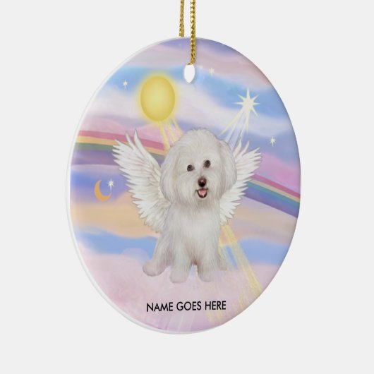 Wolken - Bichon Angel (#7), NAAM GAAT HIER Keramisch Ornament (Rechts)