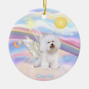 Wolken - Bichon Frise Engel - rond, Chantsi Keramisch Ornament