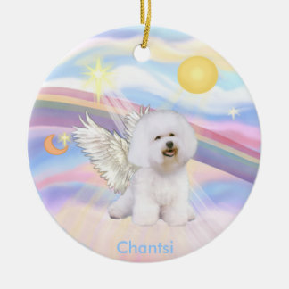 Wolken - Bichon Frise Engel - rond, Chantsi Keramisch Ornament