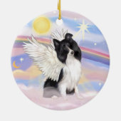 Wolken - Big Black Shetland Sheepdog Angel Keramisch Ornament (Achterkant)
