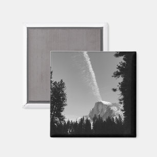 Wolken bij een klif Yosemite-lucht zwart-witfoto Magneet