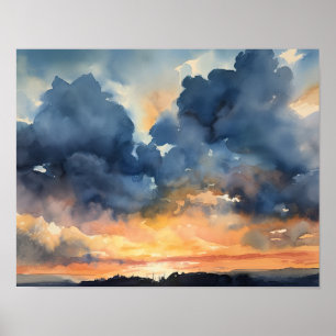 Wolken bij het aanbreken van de dag Schilderij Kun Poster