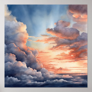 Wolken bij het aanbreken van de dag Schilderij Kun Poster