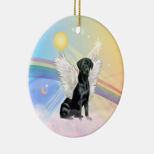 Wolken - Black Labrador Angel Keramisch Ornament (Rechts)