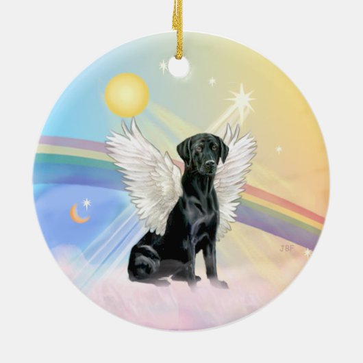 Wolken - Black Labrador Angel Keramisch Ornament (Achterkant)