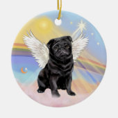 Wolken - Black Pug Angel Keramisch Ornament (Voorkant)