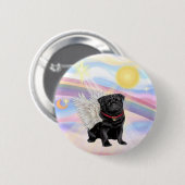 Wolken - Black Pug Angel Ronde Button 5,7 Cm (Voorkant /achterkant)