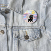 Wolken - Black Pug Angel Ronde Button 5,7 Cm (In situ)