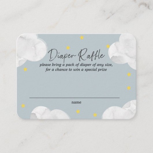 Wolken Blauw Grijs Jongen Baby shower Luier Raffle Visitekaartje (Voorkant)