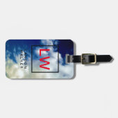 Wolken blauw professioneel eenvoudig modern monogr bagagelabel (Voorkant horizontaal)