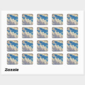 Wolken Blauwe Hemel Vlakte Moderne Eigen Naam Kall Vierkante Sticker (Vel)