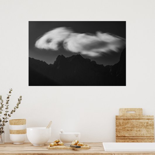 Wolken boven bergsilhouet poster (Keuken)