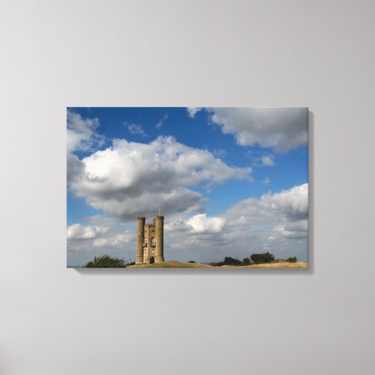 Wolken boven Broadway Tower, Cotswolds canvas Afdruk (Voorkant)