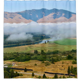 Wolken boven de Flathead rivier Douchegordijn