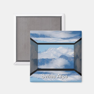 Wolken boven de Zwitserse Alpen Magneet