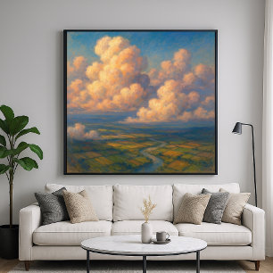 Wolken boven landschap - Pastel Schilderstijl Poster