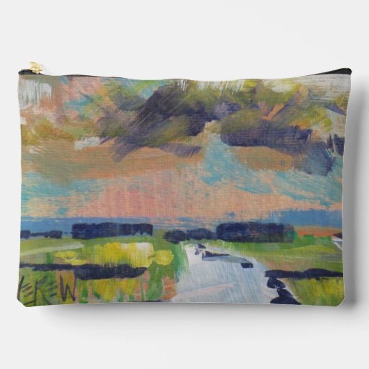 Wolken boven moeras schilderij / Kunstenaar Larry Etui (Voorkant)