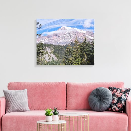 Wolken boven Mount Rainier Schitterend Landschap Canvas Afdruk (Insitu (Woonkamer))