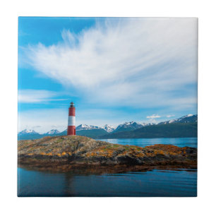 Wolken boven vuurtoren bij Ushuaia, Argentinië Tegeltje