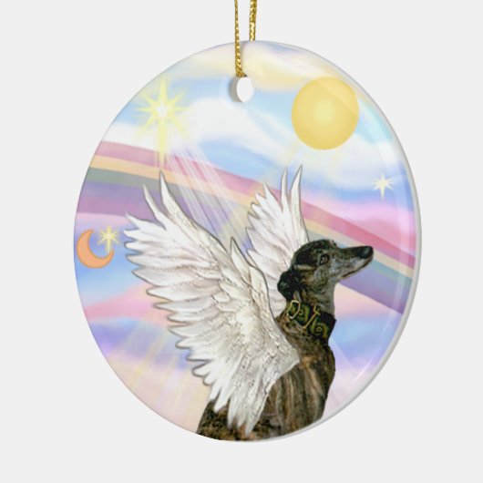 Wolken - Brindle Greyhound Keramisch Ornament (Links)