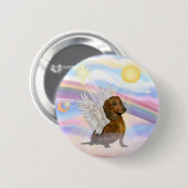 Wolken - Bruine/Rode Dachshund Engel Ronde Button 5,7 Cm (Voorkant /achterkant)