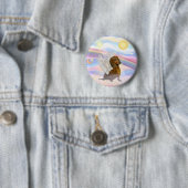 Wolken - Bruine/Rode Dachshund Engel Ronde Button 5,7 Cm (In situ)