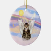 Wolken - Bruine Tabby Tijgerkat Engel Keramisch Ornament (Rechts)