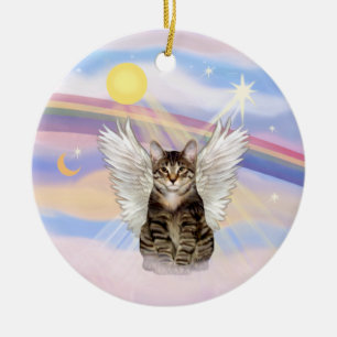 Wolken - Bruine Tabby Tijgerkat Engel Keramisch Ornament