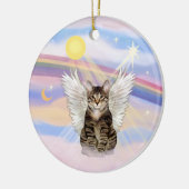Wolken - Bruine Tabby Tijgerkat Engel Keramisch Ornament (Links)